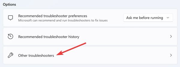 Opening The Other Troubleshooters Section On Windows