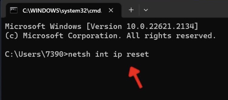 Typing command in cmd.