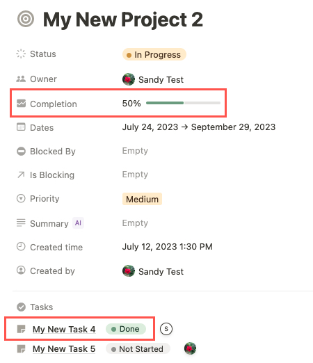 Project Completion at 50 percent
