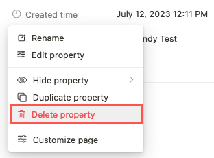 Delete a Property in Notion