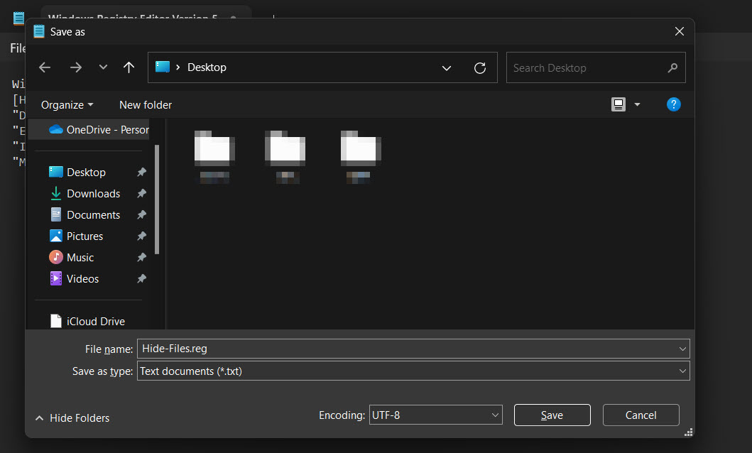 Creating .REG file via Notepad.
