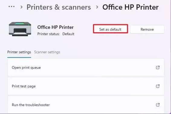 Setting A Default Printer