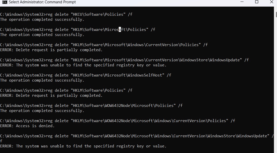 Command Prompt operations to fix some settings are managed by your organization error. 