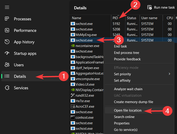 Sort By Pid Find The App Causing The Errors Right Click And Open File Location
