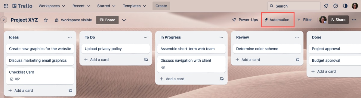 Trello Automation button