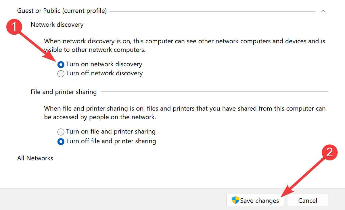 Turning On Windows Network Discovery