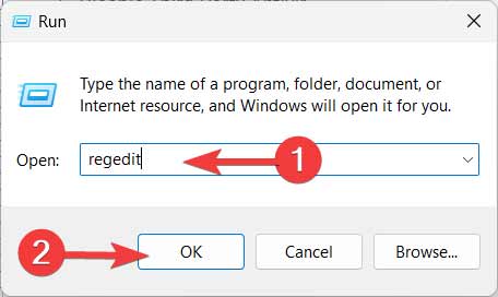 Type Regedit In The Run Window And Click Ok