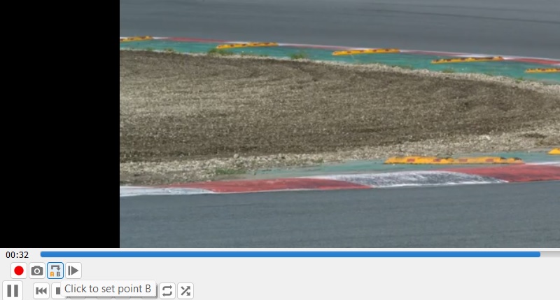 VLC recording click to set point B. 