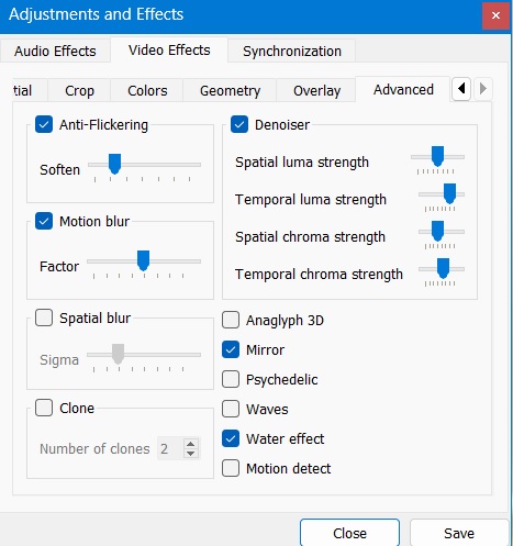 Advanced video effects in VLC. 