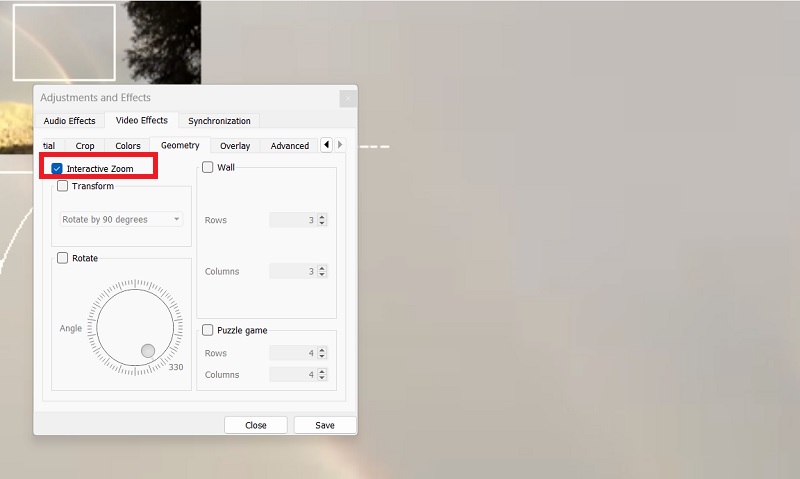 Interactive zoom in VLC video editing. 