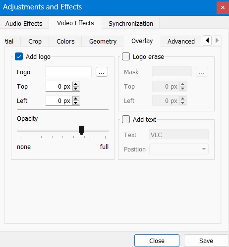 Overlay video effects in VLC. 