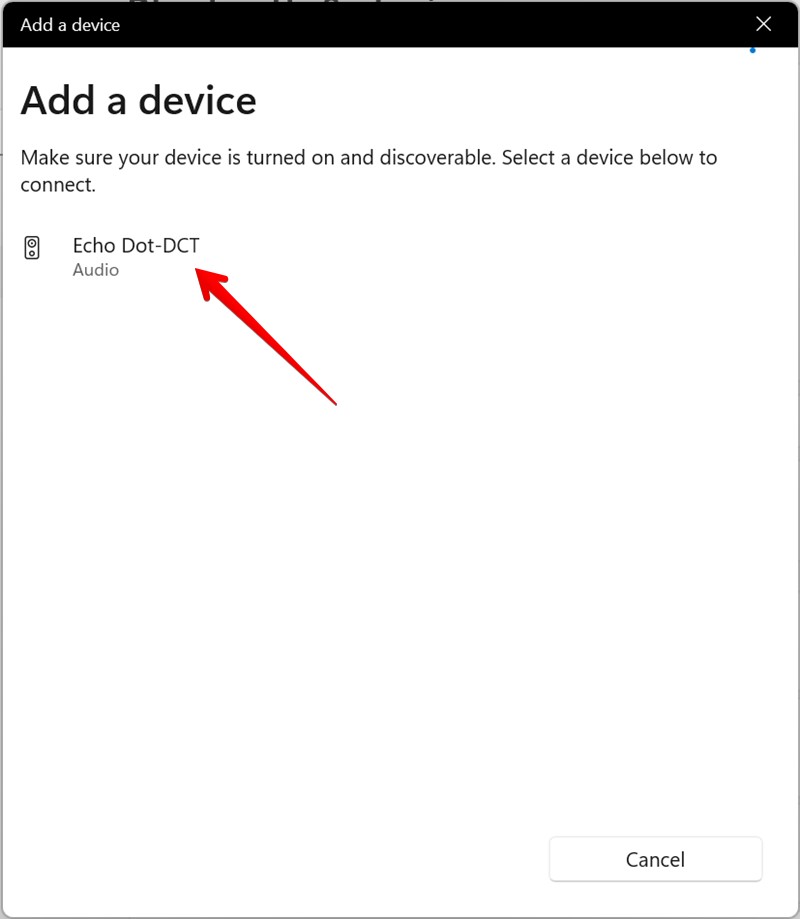 Select your Echo device on Windows