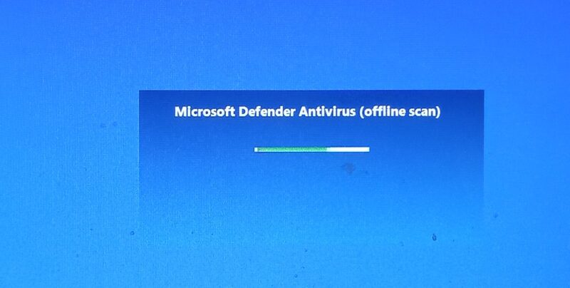 Microsoft Defender Antivirus offline scan in action. 