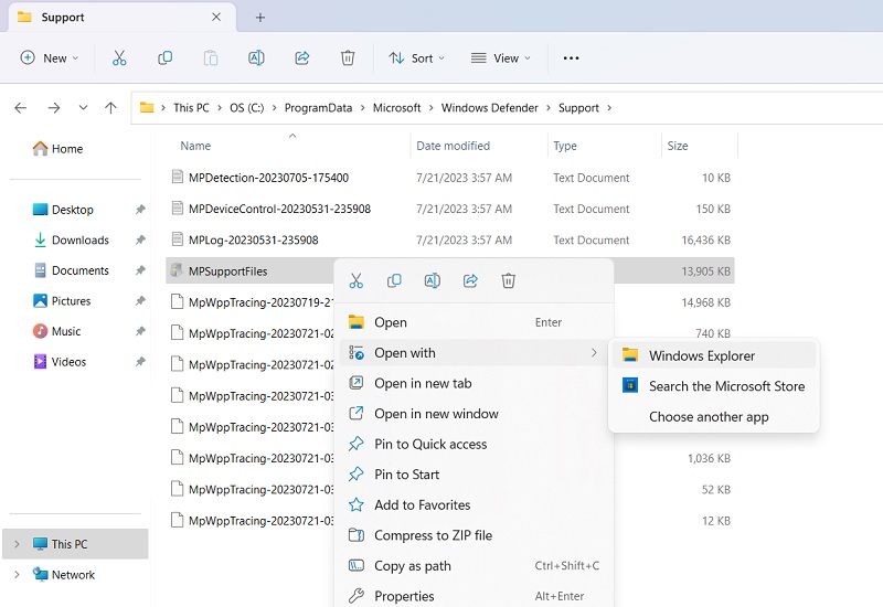 Recovered cabinet file in File Explorer window opened using right click and Windows Explorer. 