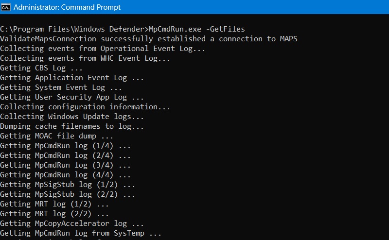 Recover files deleted by Windows Defender using -GetFiles. 