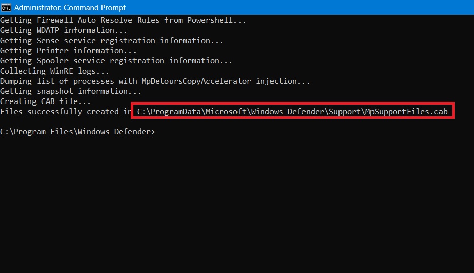 Recovered files path in Windows Cmd.