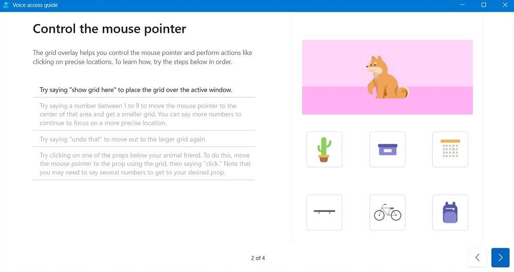Control mouse pointer in Voice Access.