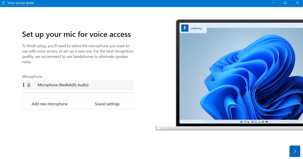 Set up mic for voice access in Windows 11.