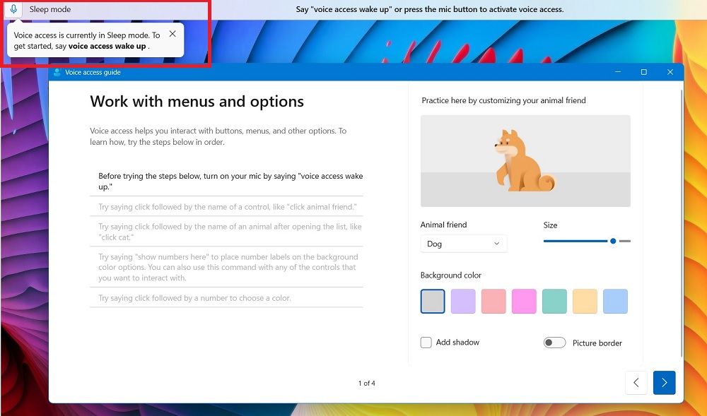 Windows Voice Access in sleep mode.