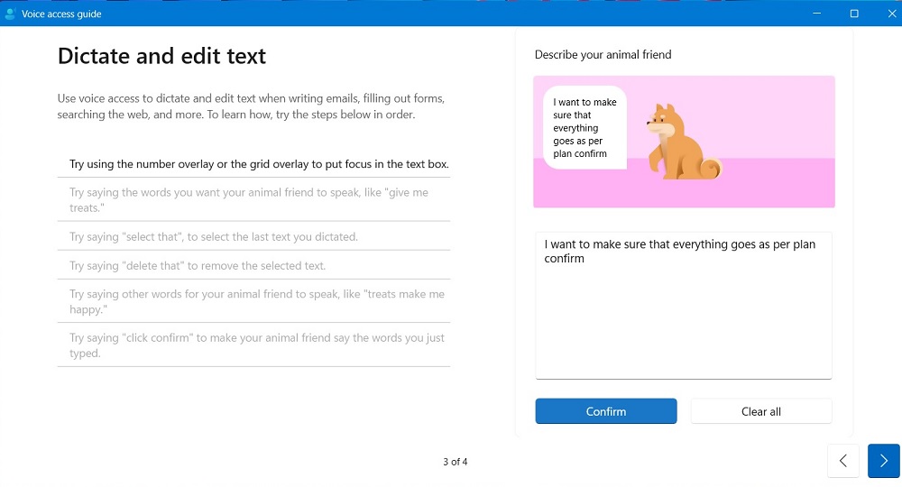 Dictate and edit text in Voice Match.