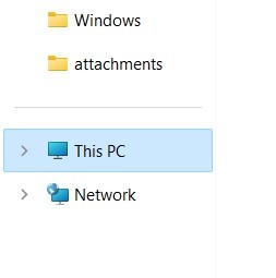 Clicking "This PC" on "File Explorer."