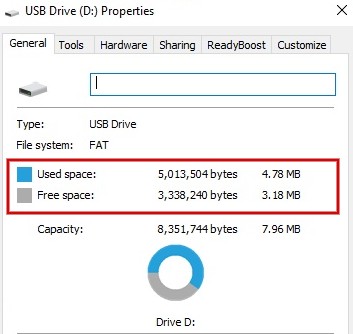 Right click USB drive and select Properties