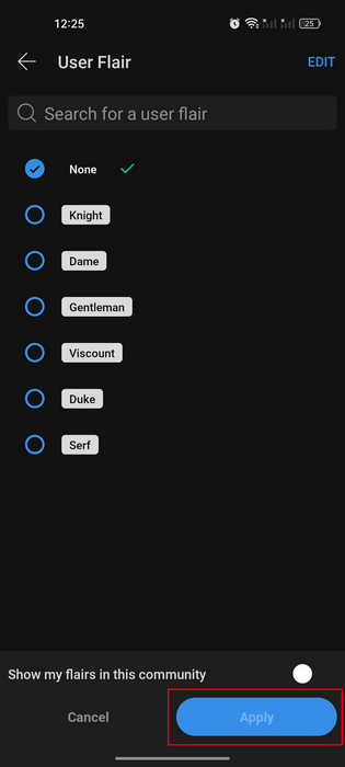 Choose and apply a user flair in Reddit