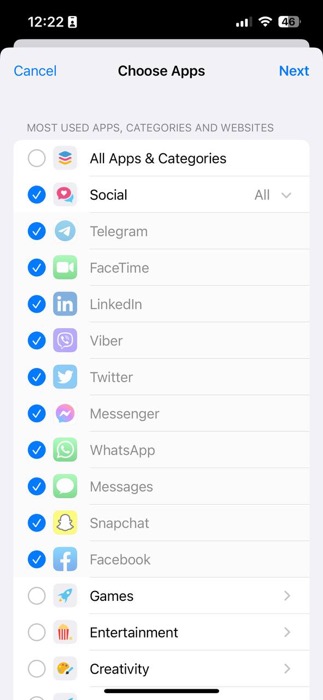 Choose Apps To Limit