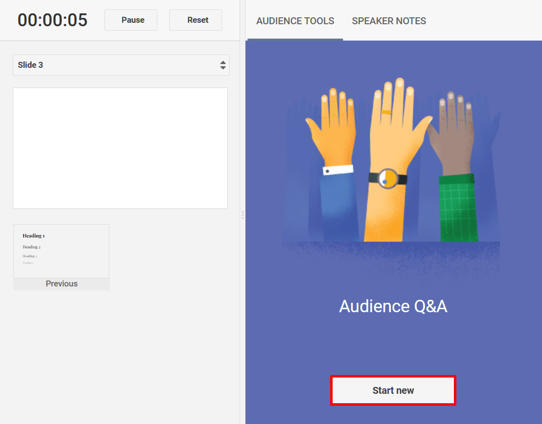 Clicking Start New Button