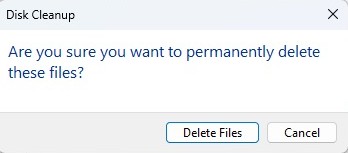 Click "Delete Files" in confirmation pop-up.