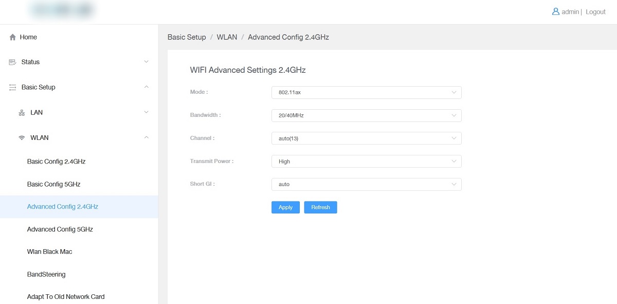 Switching to 2.4GHz frequency from router interface. 