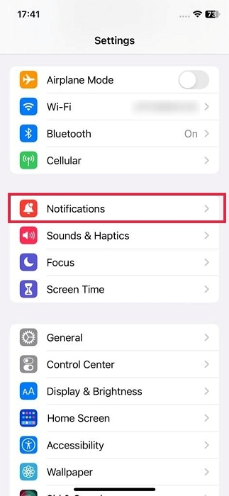 Tapping on "Notifications" option in Messenger app for iOS.