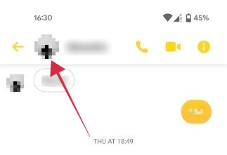 Clicking on profile picture in conversation on Messenger app for Android.