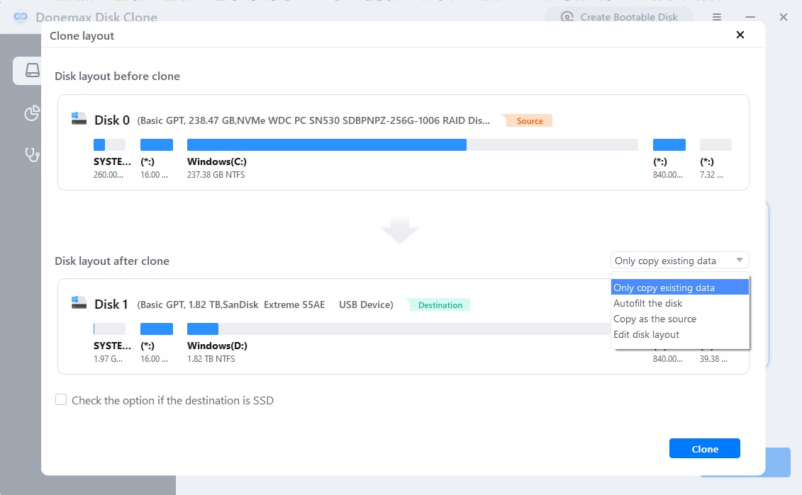 Donemax Disk Clone Review Disk Disk Layout Options
