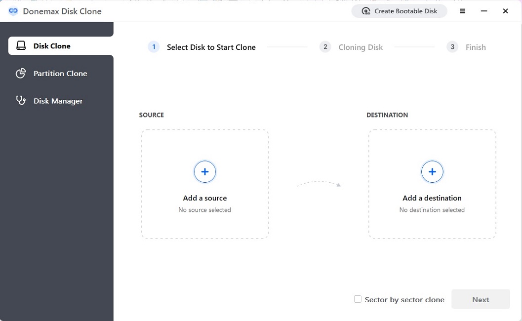 Donemax Disk Clone Review Main Screen