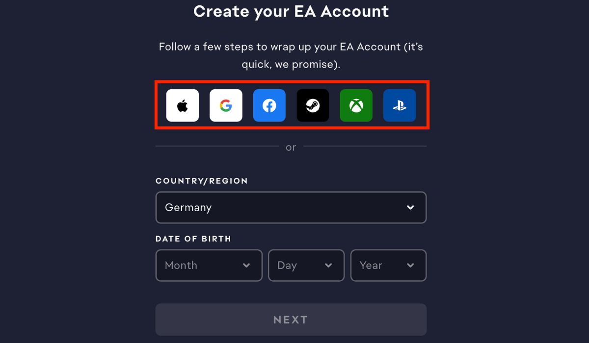 Ea Login Options
