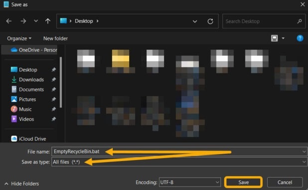 Saving .BAT file to preferred location. 