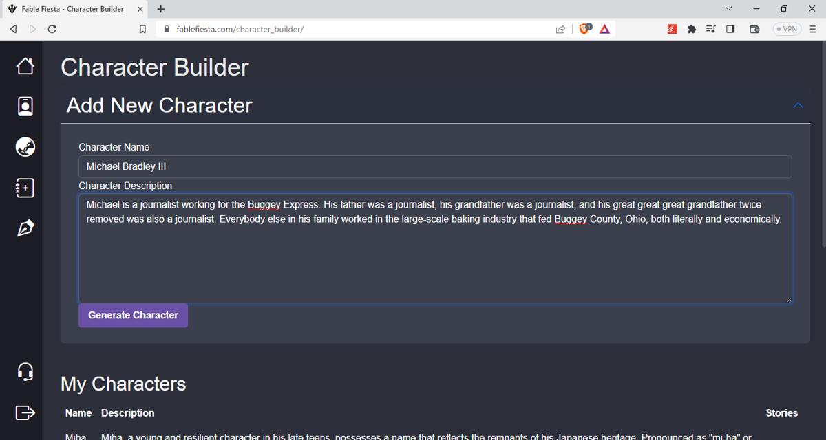 Fable Fiesta Character Builder Screenshot