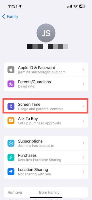 Family Sharing Screen Time