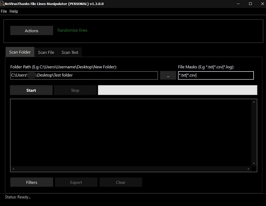 Scan button in File Lines Manipulator utility. 
