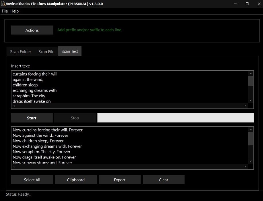 Manipulating plain text in File Lines Manipulator. 