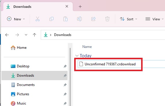 Incomplete file view via File Explorer.