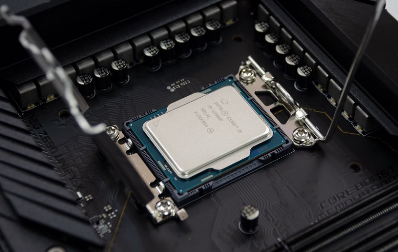 CPU view under the hood of a PC.