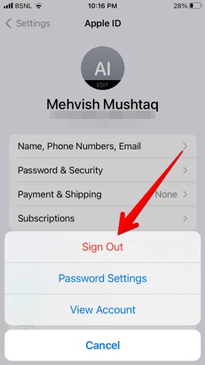 Iphone Media Purchase Sign Out