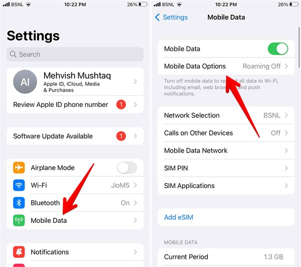 Iphone Mobile Data Options