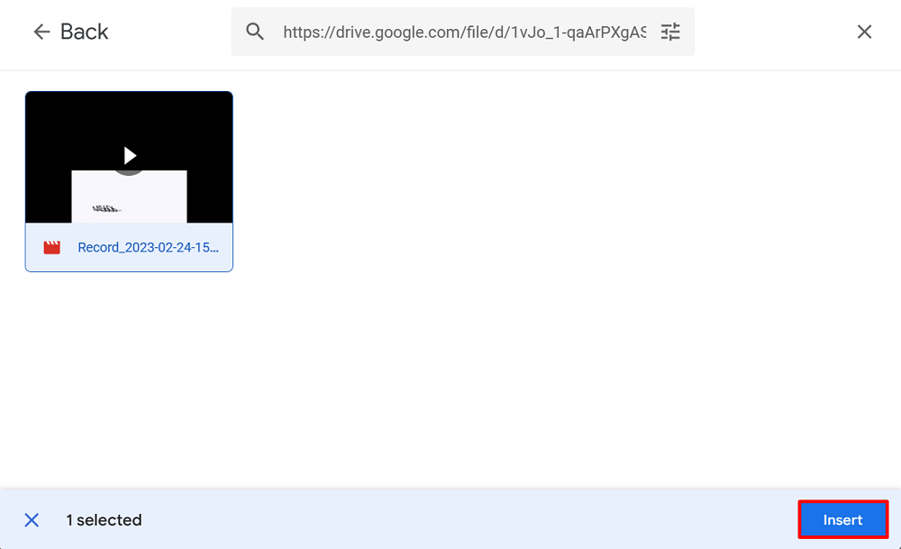 Insert Button Google drive