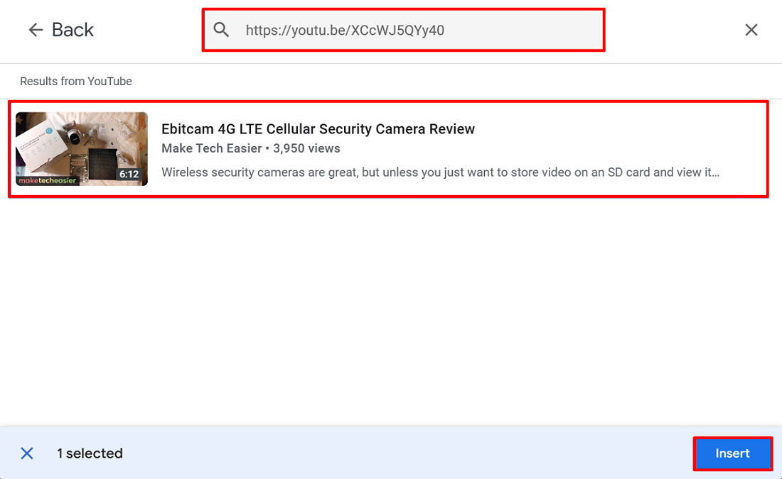 Insert Video From YouTube