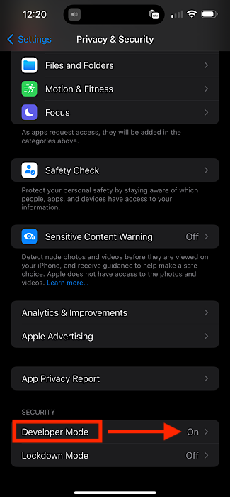 Iphone Developer Mode Enable