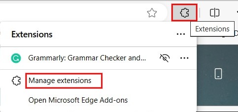 Click puzzle piece-shaped icon and select "Manage extensions."