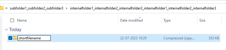 Rename the .ZIP fileIn subfolder by pressing F2 or the rename icon.
